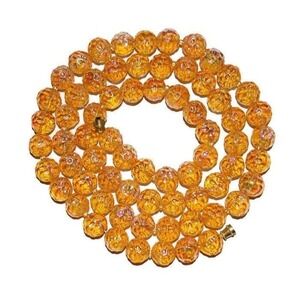 Orange Czech Glass Beaded Necklace Iridescent Textured Pressed Glass Vintage Jew